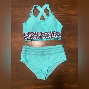 NWOT Aqua Leopard Print Women's Swim Set